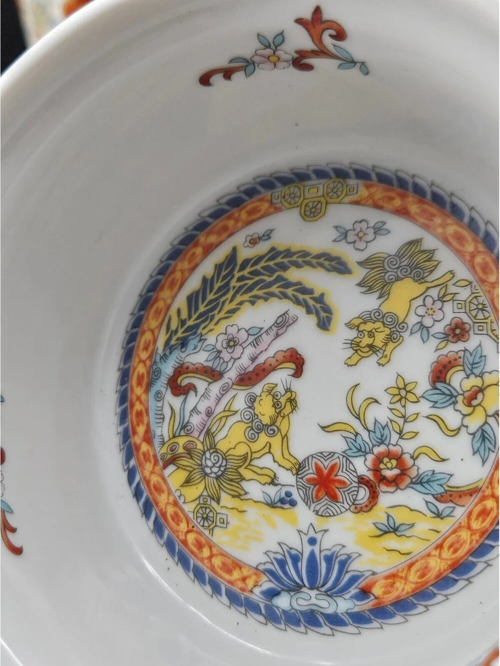 Vtg Mid Century Chinoiserie Foo Dog Vase & Bowl Set Eken & Ardalt Italian Style